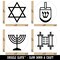 Jewish Hanukkah Menorah Dreidel Torah Star of David Rubber Stamp Set for Stamping Crafting Planners
